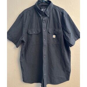Carhartt Men’s XL Tall Short Sleeve Button Up Shirt Black Loose Fit Workwear